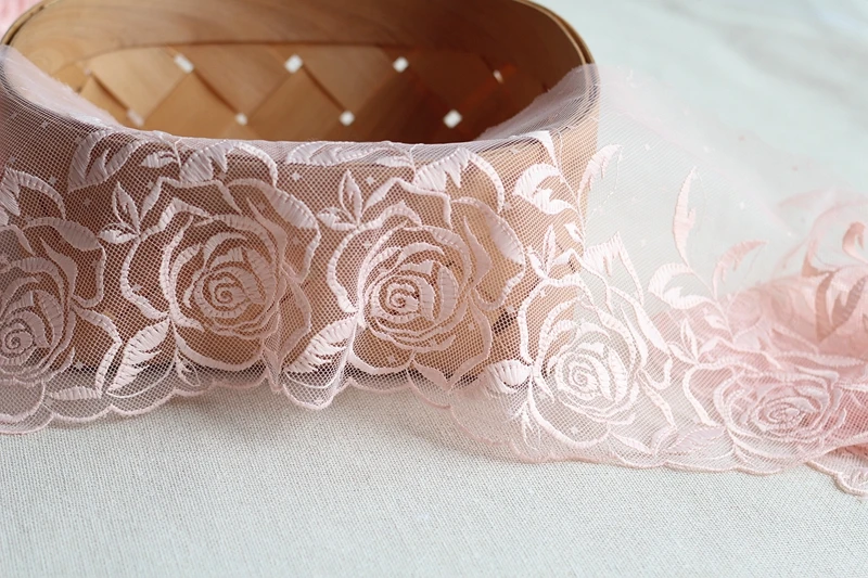 MLAEY 2Yards Pink Exquisite Embroidered Flower Lace Trim High Quality Fabric DIY Craft&ampSewing Dress Clothing Accessories | Дом и сад
