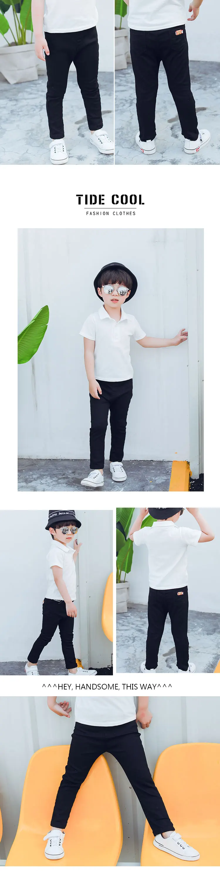 Boy's and Girl white trousers new children's black casual pants boy slim feet red green black 2-10 years old