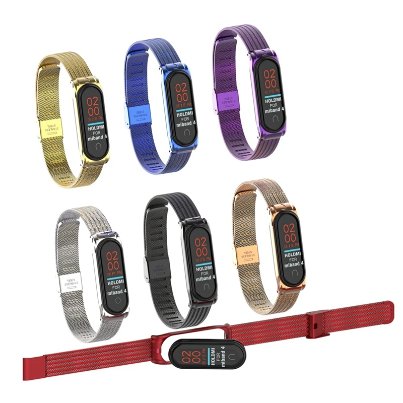 Браслет mi Band 4, металлический браслет из нержавеющей стали для Xiaomi mi, браслет mi Band 4, браслет Pulseira mi band 4, красный, черный
