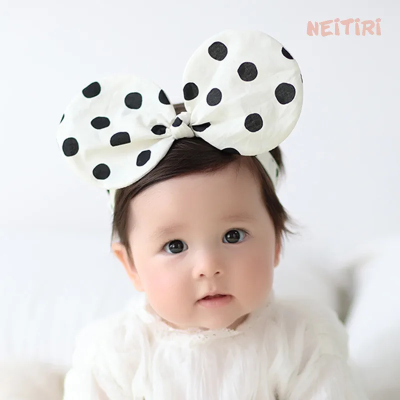 Детская повязка для волос в горошек с большим бантом милая на голову девочек