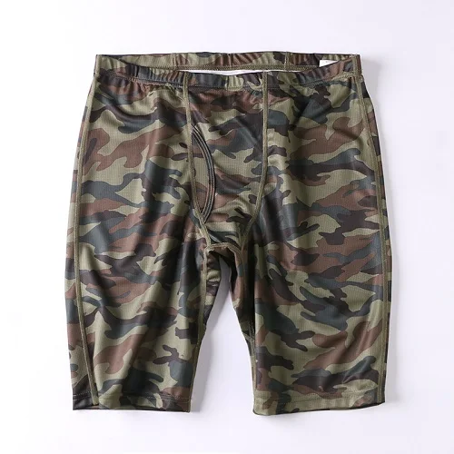 Camouflage Мужские спортивные боксеры с принтом, мужские трусы, обтягивающие длинные ноги, мужское нижнее белье, мужские боксеры, удлиненное быстросохнущее нижнее белье - Цвет: Camouflage