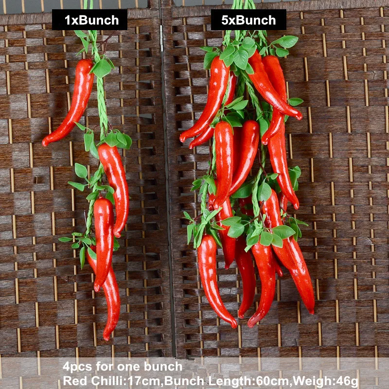 Pepper 4 шт./веревка искусственная имитация фруктов высококачественный пластик овощи фрукт из пенопласта висячие дома сад фрукты магазин украшения - Цвет: Pepper
