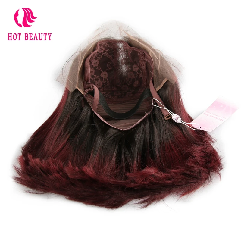 Горячая Красота волос 250 Плотность фронта шнурка человеческих парики короткий