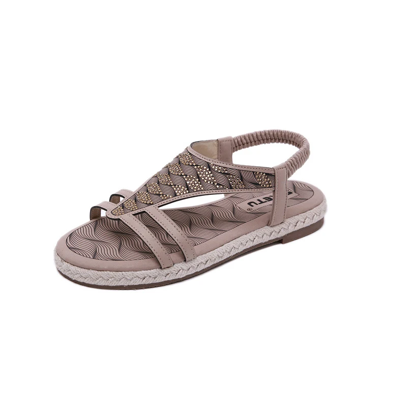 

Fashion Rhinestone Plus Size 35-42 Low Heel Flat Shoes 2020 Women's Sandals Casual Female Slip Ons Comfortable Soft Ladies Shoes