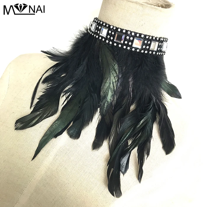 

Gothic Steampunk Choker Feathers Crystals Collar Chokers Unique Handmade Vintage Collar For Women