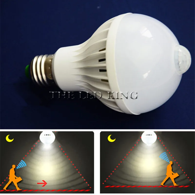 Лампа с пассивным ИК датчиком движения E27 220 В Светодиодная лампа 5 Вт 7 9 SMD 5730