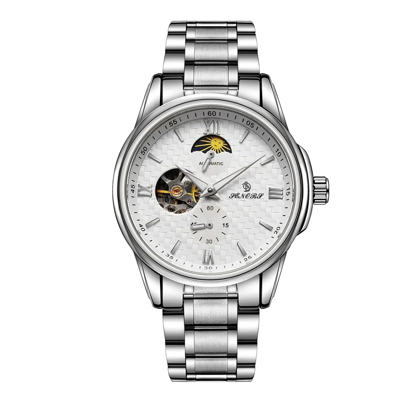 

Reloj Hombre Mechanical Wristwatches Men Steel Band Luminous Moon Phase Waterproof Tourbillon Automatic Watch Men Sport Watches