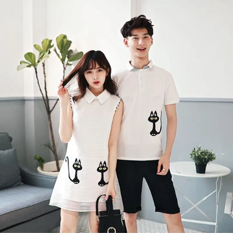 Летняя подходящая одежда для пары мальчиков и девочек милые закругленный