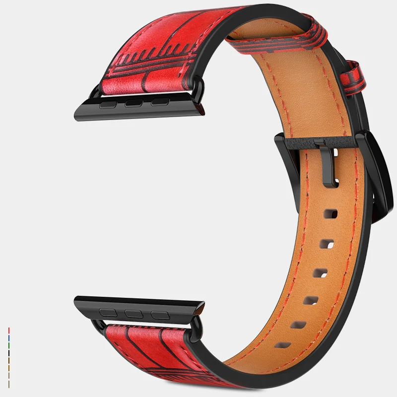 

Ремешок кожаный для Apple Watch 42 мм 4 3 2 1 iwatch 4 3 38 мм 44 мм 40 мм, спортивный нейлоновый браслет для наручных часов