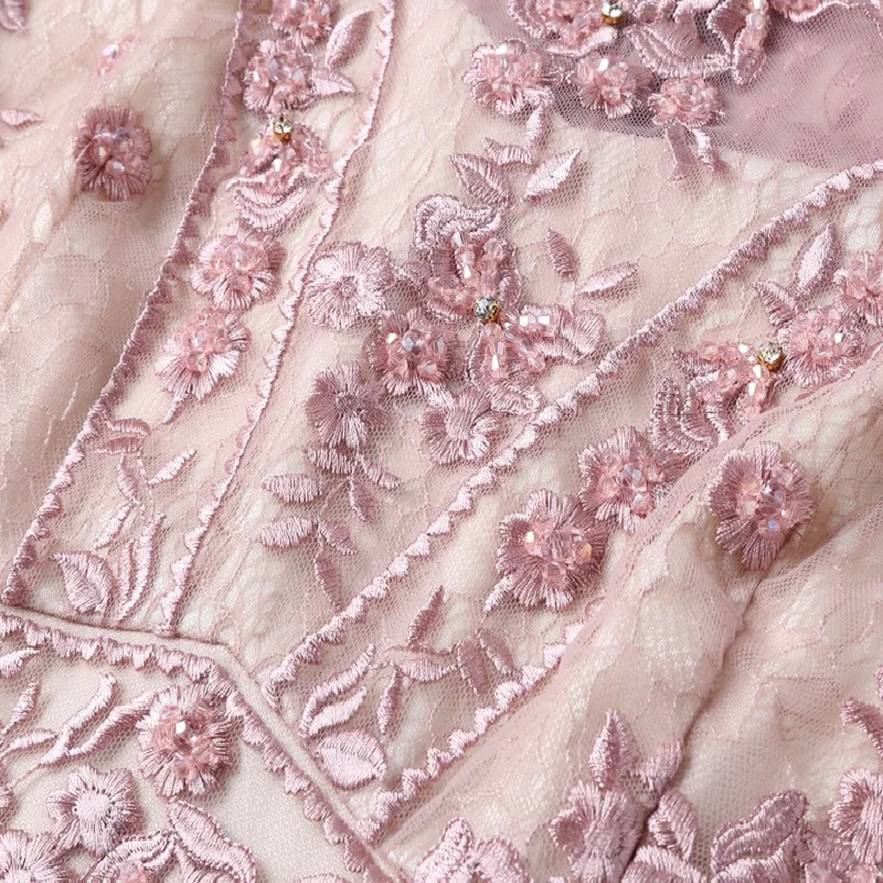 Женское длинное кружевное платье роскошное свадебное ручной работы с бисером