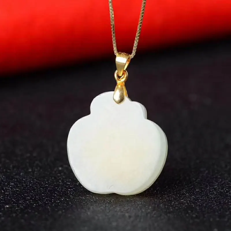 Новинка ожерелье из натурального нефрита с подвеской в виде яблока 24-каратного
