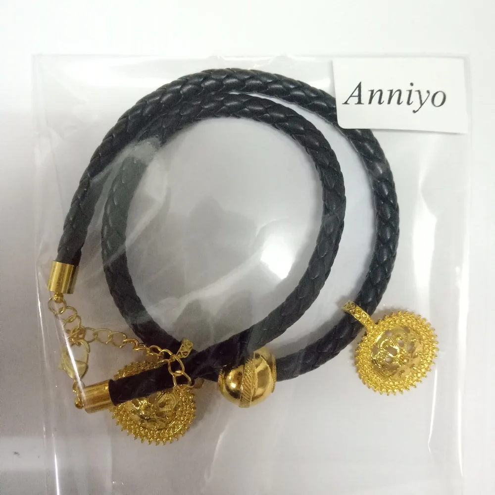 Женский кулон Anniyo Ожерелье Из Черной Веревки золотого цвета в африканском стиле