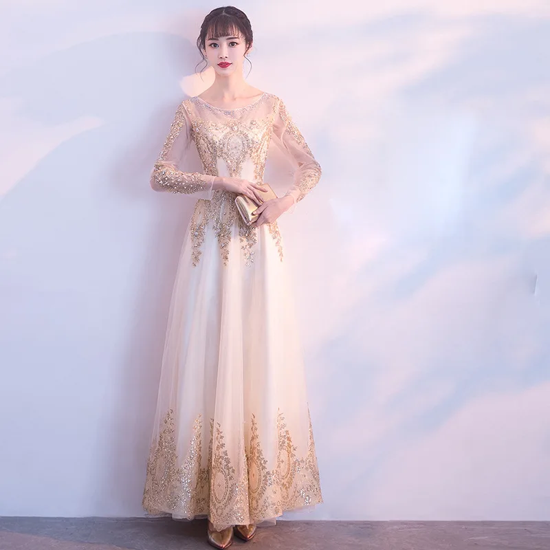 

Вечернее платье, элегантные кружевные официальные платья на молнии с аппликацией из бисера, Длинные прямые вечерние платья, размеры S-3XL