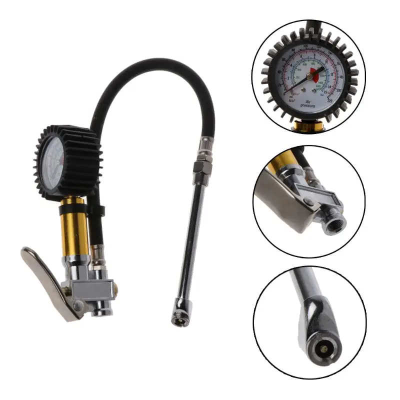 

1 Pc 220PSI Tire Pressure Gun Multifunction Motor Car Manometer Tester Gauge Meter Air Inflator
