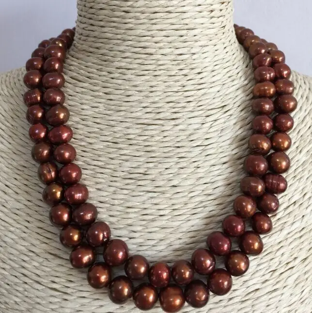 elegant 10-11mm south sea baroque chocolate pearl necklace 38&quot925silver | Украшения и аксессуары
