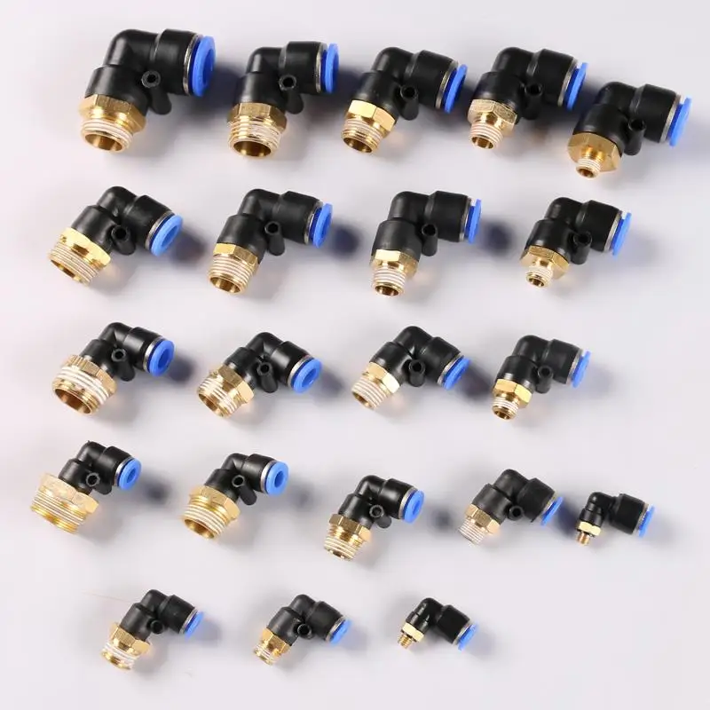 

L Shaped PT 1/2" Male Threaded to 14mm Tubing Pneumatic Quick Fitting PL14-04