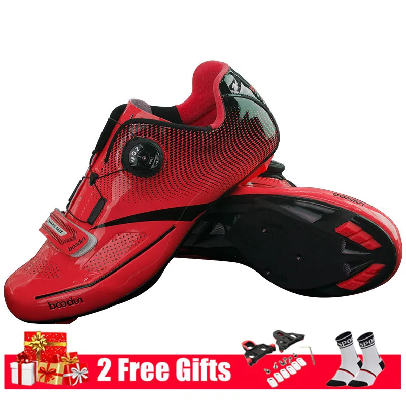Red Road Shoes BOODUN Мужская велосипедная обувь, обувь для шоссейного велосипеда, обувь для горного велосипеда, светоотражающие велосипедные кроссовки, обувь для триатлона, гоночная обувь - Цвет: Red Road Shoes