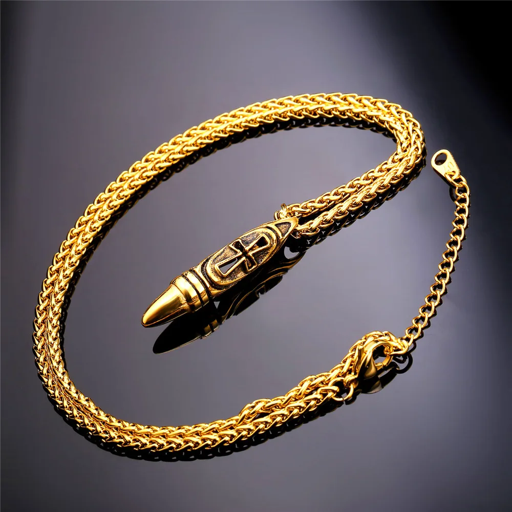 Уникальный дизайн ожерелья и подвески для мужчин крест пуля кулон с цепочкой из