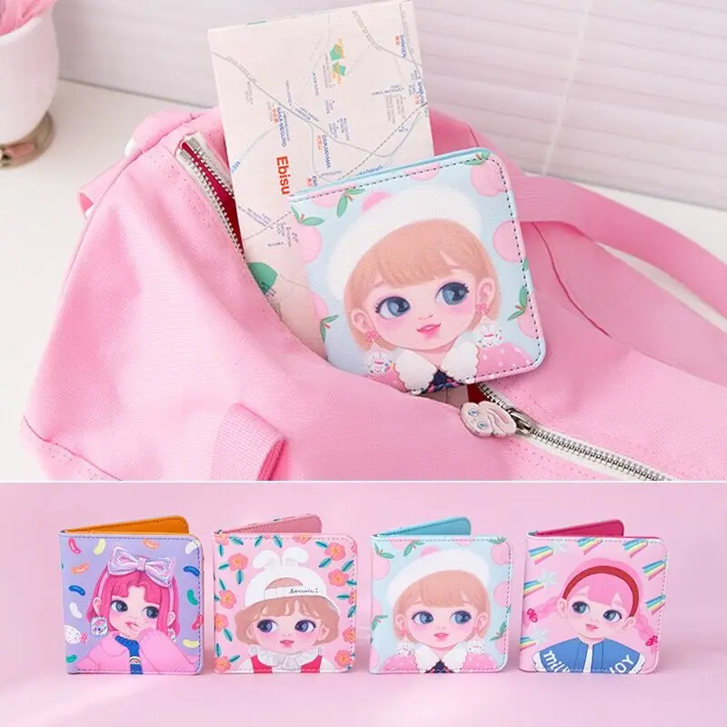 Короткий кошелек Bentoy Peach с бантом для девушек в корейском и японском стиле