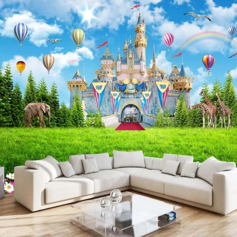 

Kids Bedroom Castle Hot Air Balloon Wallpaper Mural Wall Paper Roll for Living Room Printed Photo Wallpapers 3d Wall Murals