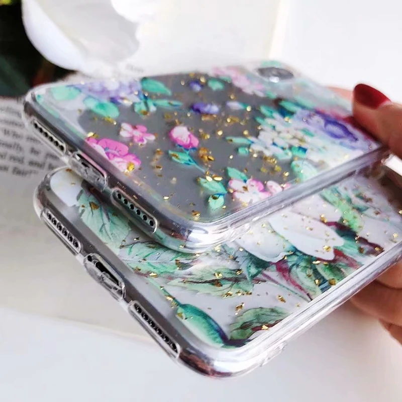 Gold Foil Luxury Phone Case For iPhone XR X XS MAX Cases Silicone Soft Transparent Anti-Knock 7 6 S 6S 8 Plus Cover | Мобильные