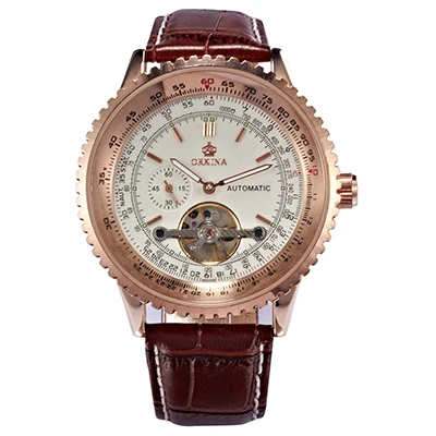 Rose ORK167 Orkina Tourbillon механические часы для мужчин s Автоматический самовзводные прозрачные светящиеся большие 51 мм Мужские кожаные Наручные часы - Цвет: Rose ORK167