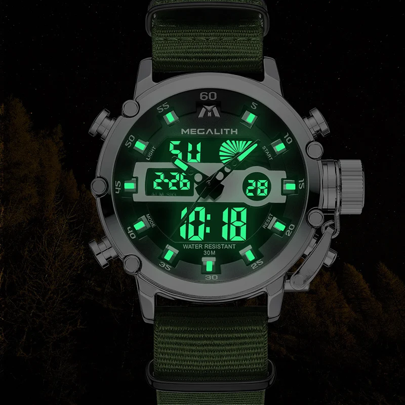 Часы наручные MEGALITH Мужские кварцевые Брендовые повседневные светящиеся
