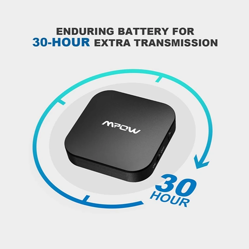 3,5 мм Mpow беспроводной адаптер передатчик Поддержка APTX/APTX-LL V5.0 Bluetooth адаптер 30H долгое время воспроизведения для ТВ автомобиля