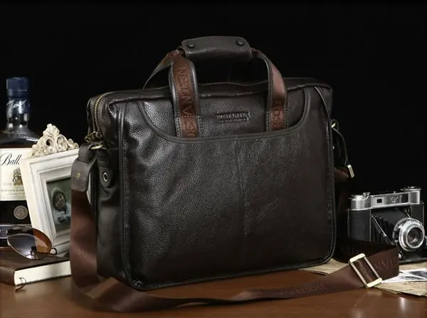 Fashion  Cowhide Genuine Leather Men's messenger Bag Crossbody Bag Men Leather Shoulder Bag Tote Casual Bag Brown Black