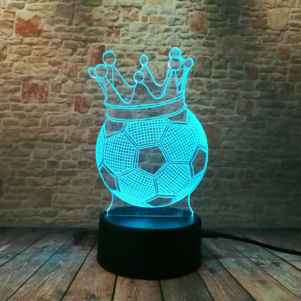 Креативная 3D Императорская корона лампа в виде футбольной иллюзии светодиодные