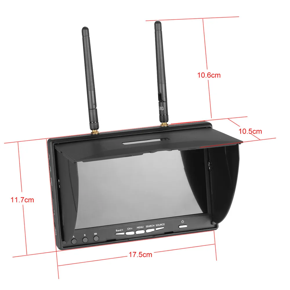 LCD5802 LT5802S 5802 5,8G 40CH 7 дюймов приёмник разнесённых сигналов Raceband для контроля уровня сахара в крови с встроенным Батарея для радиоуправляемого летательного аппарата FPV