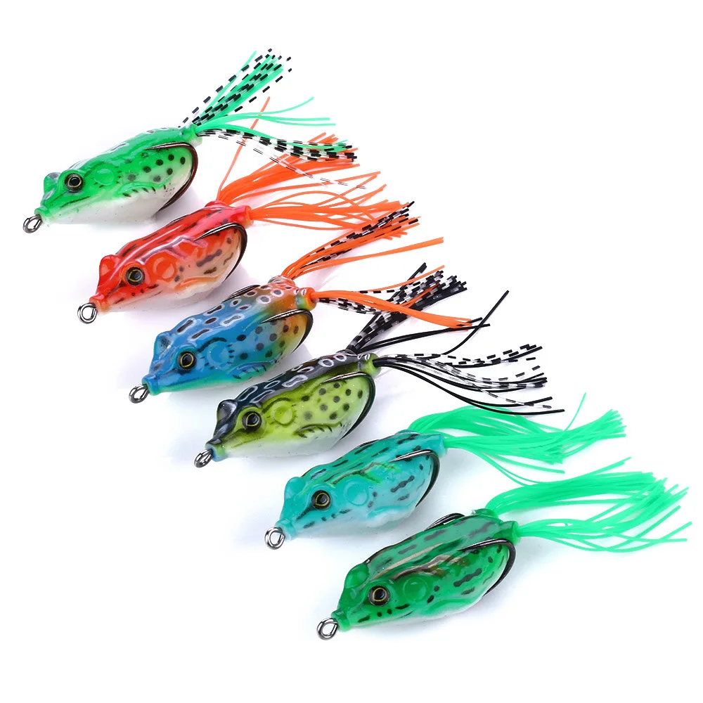 

6PCS 5.5CM 12.5G Frog Lure Fishing Lures Treble Hooks Top water Ray Frog Artificial Minnow Crank Strong Artificial Soft Bait