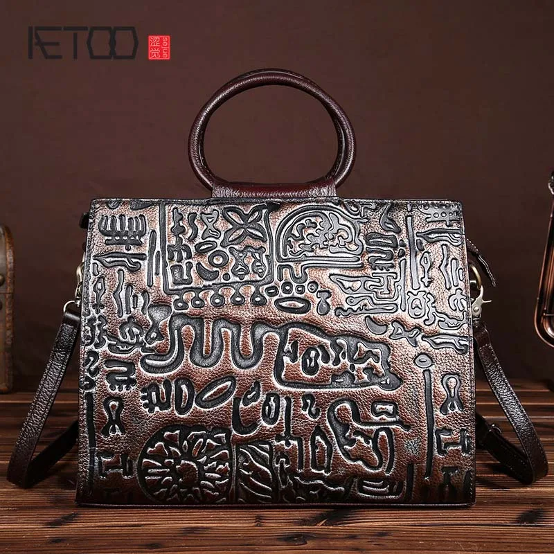 Бренд AETOO новинка ручная работа кожаная сумка тисненая винтажная протрите чтобы