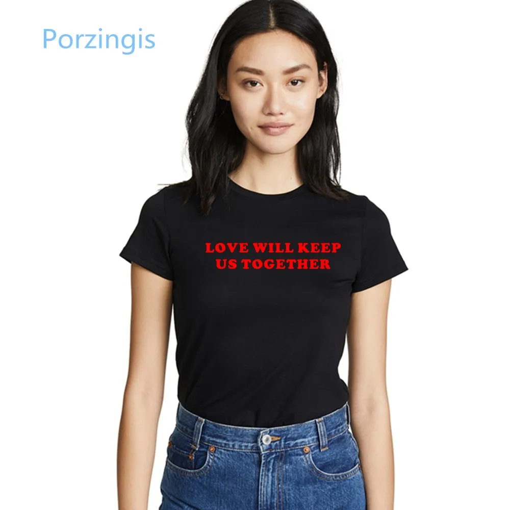 Женская футболка Porzingis женская с надписью Love Will Keep Us или Tears женские топы