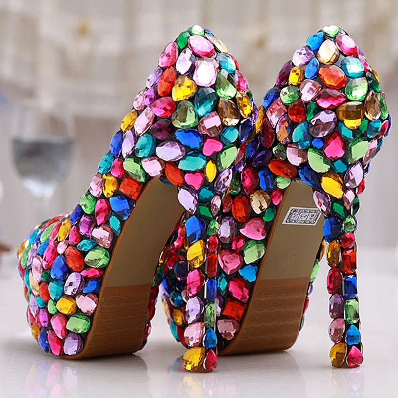 Туфли лодочки с круглым носком блестящие для выступлений вечеринок выпускного