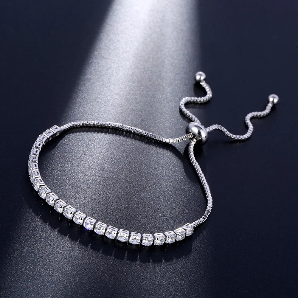 New Comes Fashion Simple Popular Round White Cubic Zirconia Silver Bracelet Wedding Women Jewelry Anniversary Party Gift | Украшения и