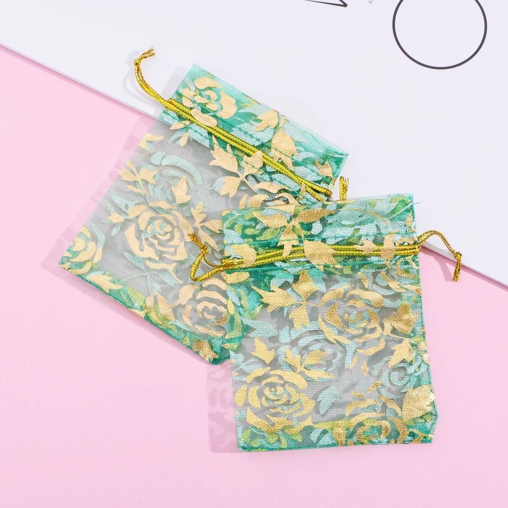 50Pcs/lot High Quality Exquisite Rose Flower Organza Bags Nice Jewelry Packaging Wedding Christmas Gift Pouches Bag | Украшения и