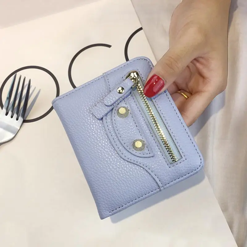 Новые модные короткие женские кошельки женские Мини кошельки складной кошелек для мелочи из искусственной кожи держатель для карт для девочек - Цвет: blue