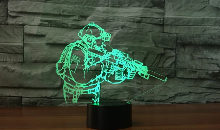 Солдаты пистолет 7 цветов изменения 3D светодиодный Ночной светильник сенсорный