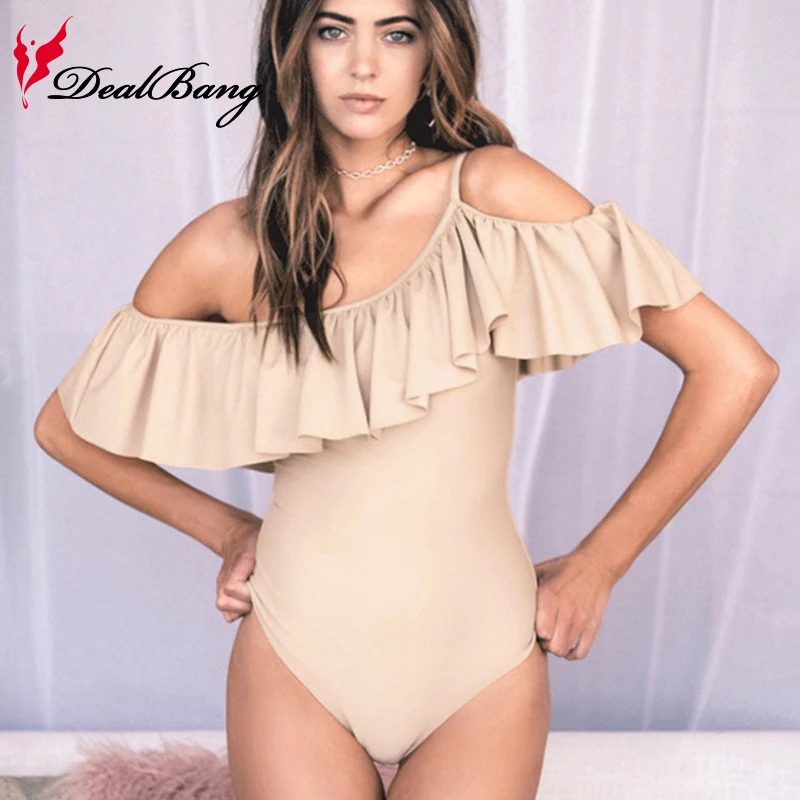 Dealbang одно плечо оборками Фитнес боди сексуальная женская одежда Мода 2017 г. Тощий
