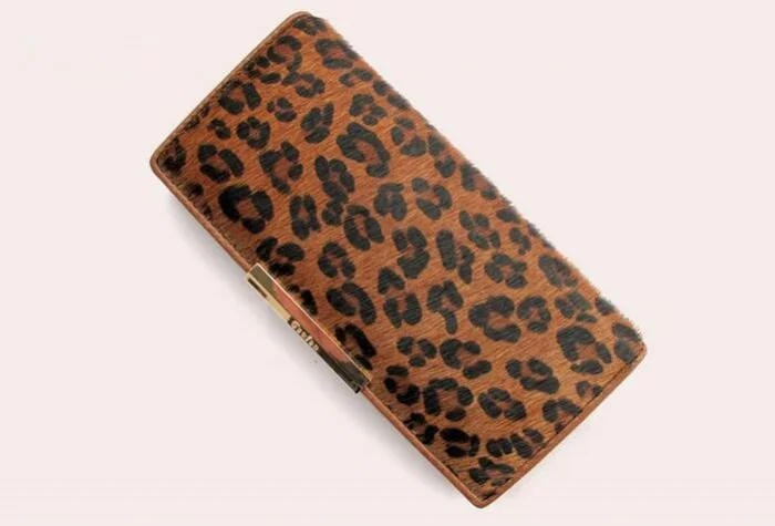 Брендовые кожаные женские кошельки конский волос дизайнерские длинные