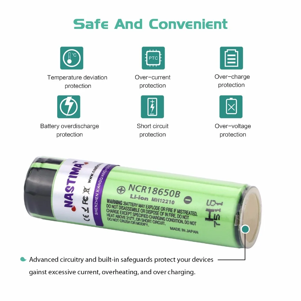 NASTIMA 8 шт. NCR18650B батарея 3 7 v 3400mAh 100% оригинальная перезаряжаемая литиевая с защитой