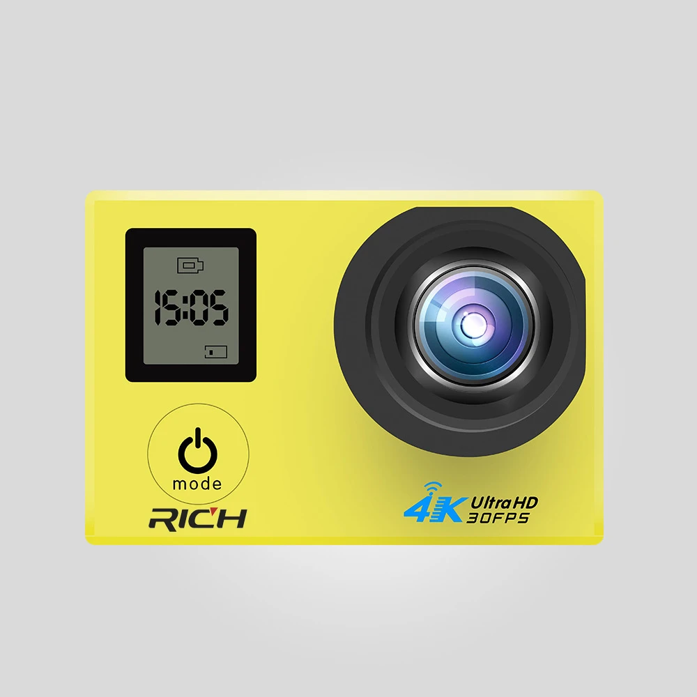Экшн-камера RICH V903D 4K 2 0 дюйма двойной ЖК-дисплей 16 МП Спортивная Wi-Fi 30 м