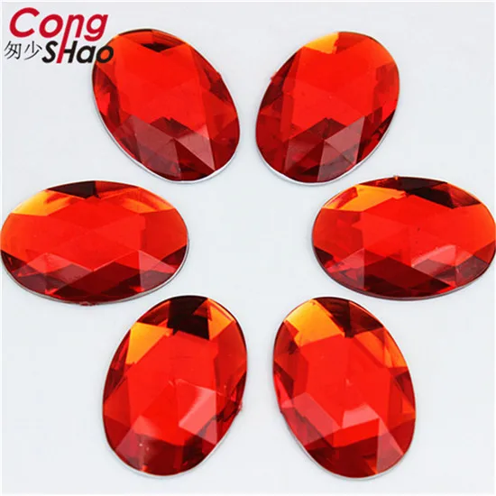 Red Cong Shao, 100 шт, 18*25 мм, овальная форма, акриловые стразы с плоским основанием, камни и кристаллы для костюмированных поделок, сделай сам, украшения YB137 - Цвет: Red
