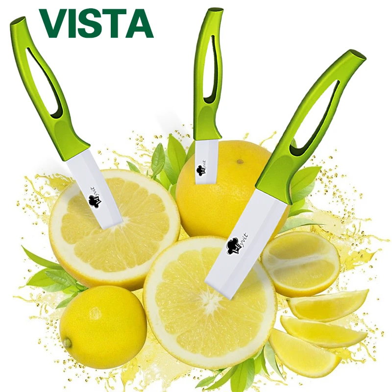 Керамические ножи 3 4 5 дюймов фруктовые для нарезки зеленая ручка белое лезвие