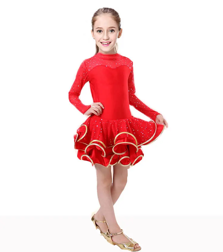 Платье для латинских танцев девочек платье самбы бальное Одежда детская