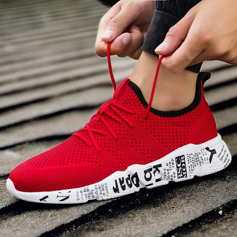 

Men's Sneakers Knit Upper Breathable Sport Running Shoes Male Training Jogging Athletic Shoes Lightweight Non-slip Footwear