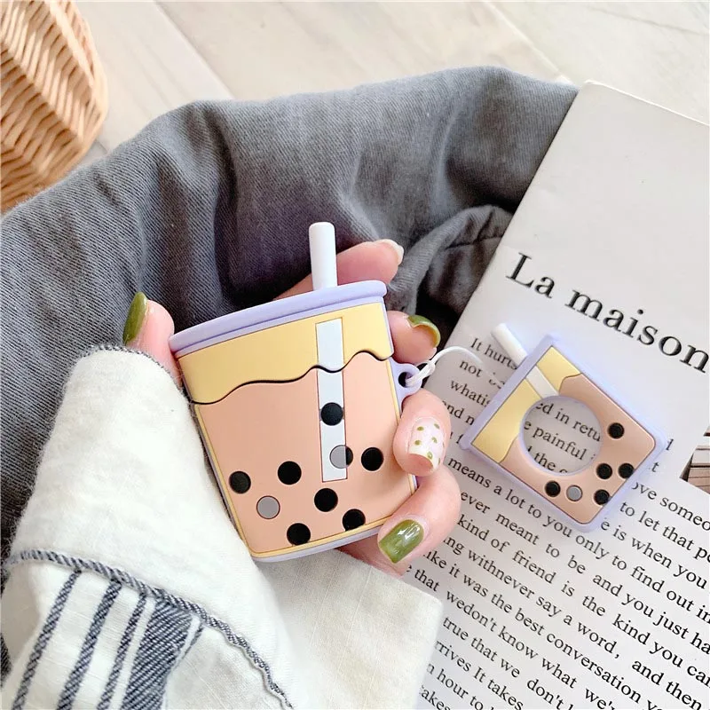 Силиконовый чехол с милым молочным чаем для Apple Airpods аксессуары Air pods Bluetooth