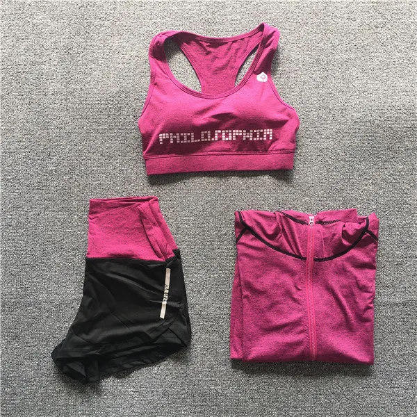 Быстросохнущий комплект из 5 предметов Женский костюм для йоги пальто +