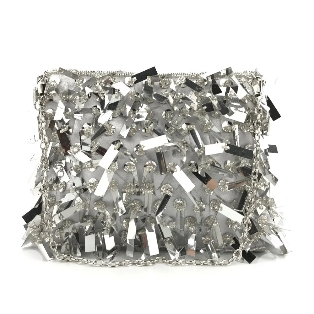 silver Женский вечерний клатч, роскошный клатч с блестками, женский клатч с кристаллами, сумочка для свадьбы, вечерние, для банкета, серебряная, свадебная сумочка - Цвет: silver